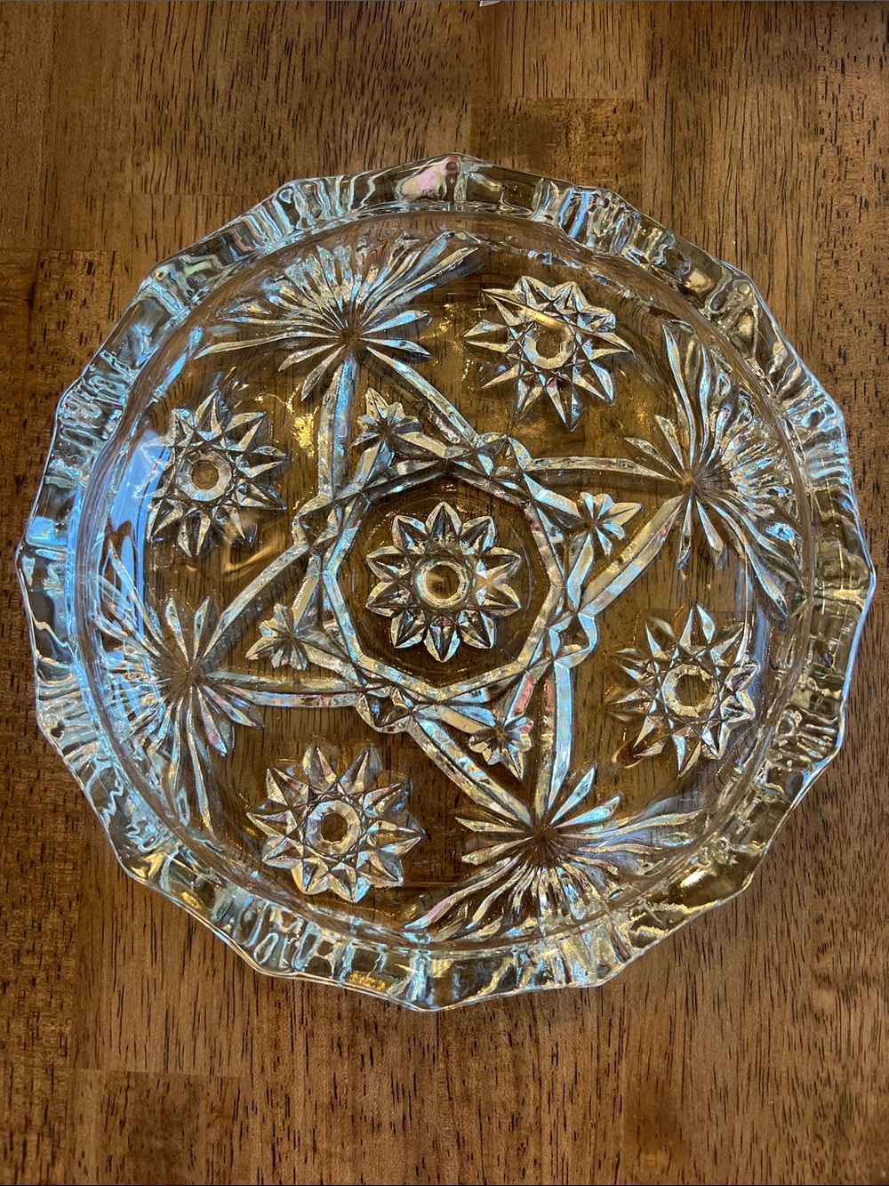 Vintage Anchor Hocking Star of David Clear Glass Ashtray Trinket Dish